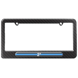 GRAPHICS & MORE Thin Blue Line 2 Two Asterisk K-9 Unit - Police License Plate Tag Frame - Carbon Fiber Patterned Finish