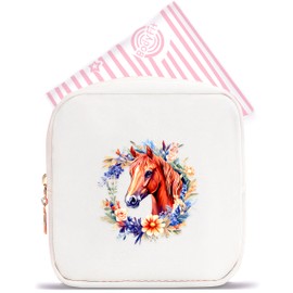BJDAMAI Horse Mini Makeup Bag, Horse Gift For Women Girls, Cute Portable Zipper Pouch Cosmetic Bag For Teen Girls Kids, Small Storage Bag For Sanitary Pad, Period napkin bag!