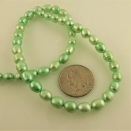 Unbranded 8mm x 6mm Seafoam Green Freshwater Rice Pearls 46 Beads