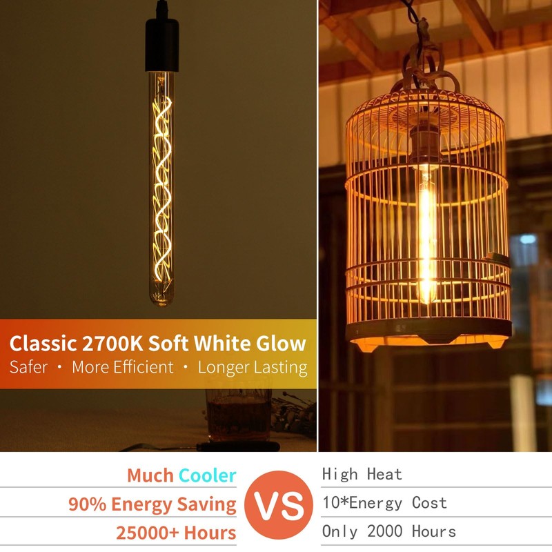 Decoaui E26 T10 12 Inch Long Tubular LED Edison Bulbs,