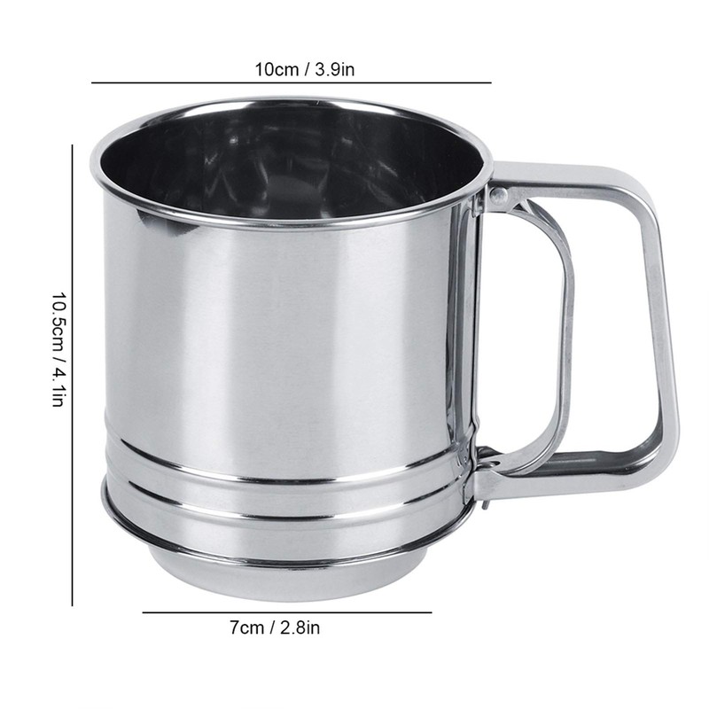 Flour Sifter Stainless Steel Handheld Manual Sieve Strainer Kitchen Baking