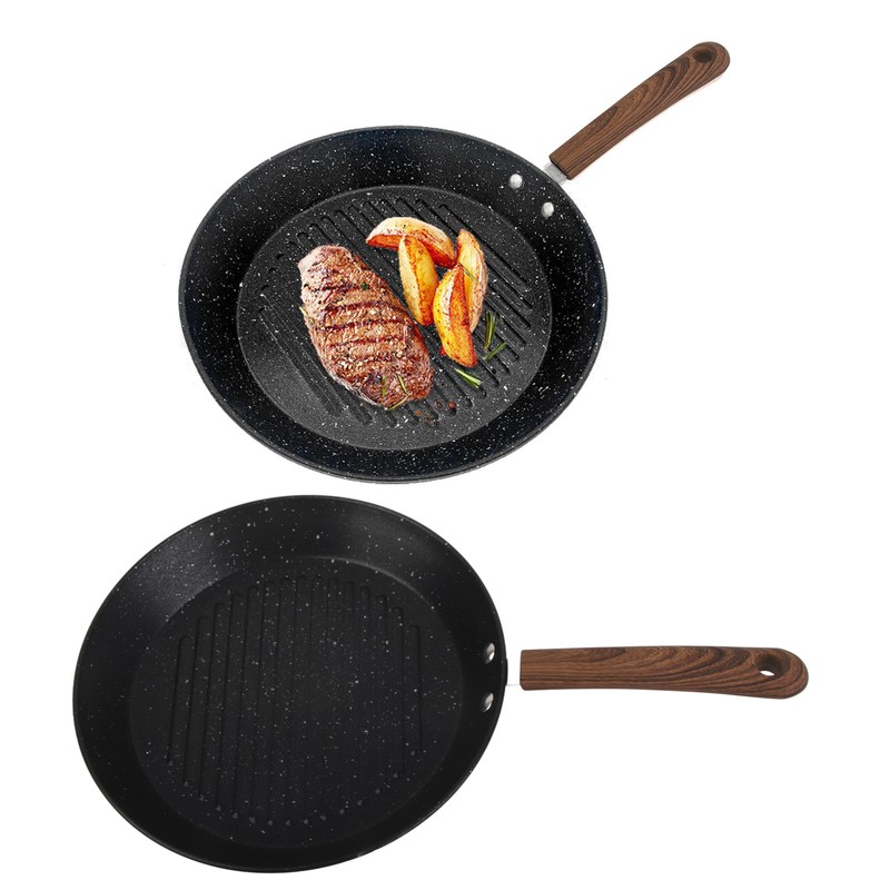 Round Grill Pan Universal Non Stick Multifunctional Flat Bottom Frying