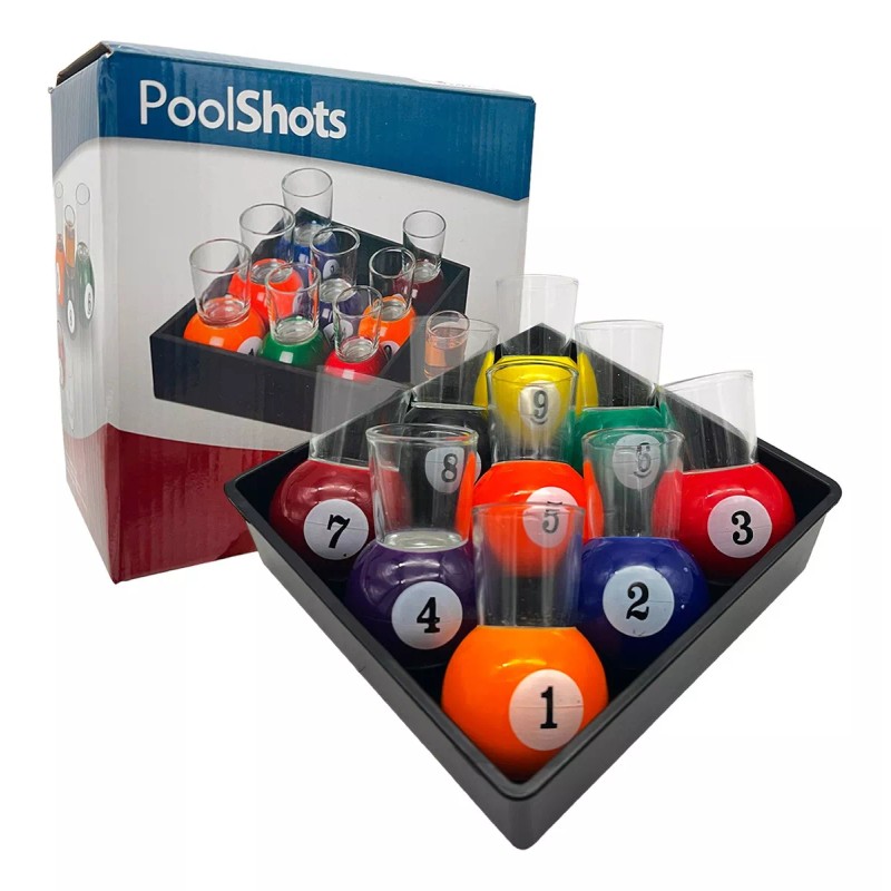 Grupo Carnavallia Juego 9 Vasos Shot Bola Billar Caballitos Bebidas