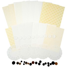Moriquill 50 PCS Linen Beige Journal and Scrapbook Kit, Vintage Paper Craft Set with Lace and Buttons for Scrapbooking Journaling and Planner Decoration
