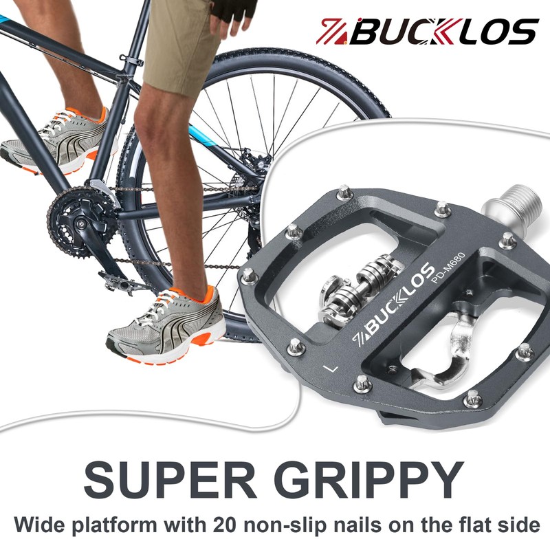 BUCKLOS SPD Pedals PD-M680 Mountain Bike Clip in SPD Flat