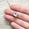 Cubic Zirconia Crystal Cube Pendant Necklace Sterling Silver
