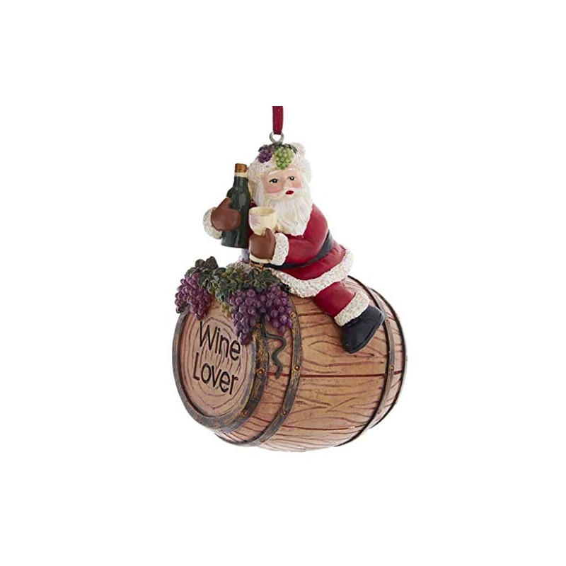Kurt Adler Santa On Wine Barrel Ornament - Style B