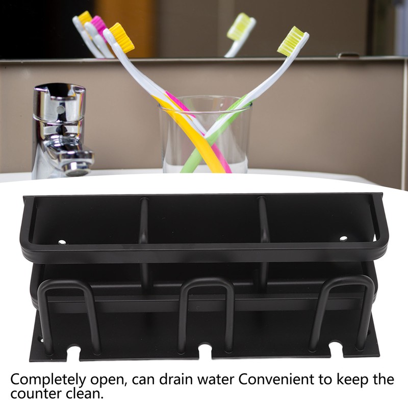 Toothbrush Holder Space Aluminum Rust Prevention Black Toothbrush Storage Rack