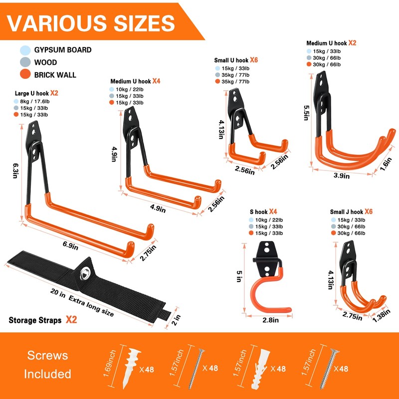 HUPBIPY 26 Pack Garage Hooks Heavy Duty Utility Steel with