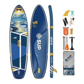 E SUP Inflatable SUP 11'6" x 35" Extra Wide & Stable, Durable Grade PVC, Supports 2 Person Perfect for Lakes, Ocean, Rivers – Accessories Include Shoulder Strap, Waterproof Phone Bag Lightweight iSUP