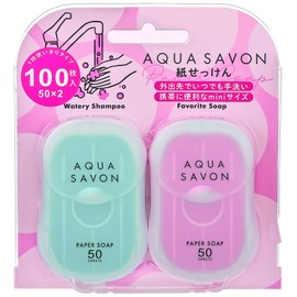 Aqua Savon Paper Soap Set B (Watery Shampoo Scent, Favorite Soap Scent), 50 Sheets x 2, Soap