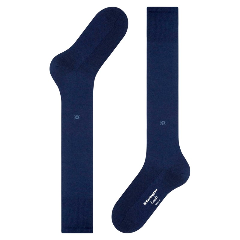 Burlington Leeds Knee Socks Opaque Warming Effect Virgin Wool, Blue