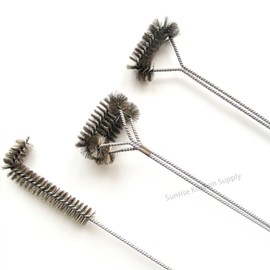 SUNRISE Fryer Brush with Long Handle (Stainless Steel, L, Single, and Double Brush)