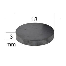 Genérico Imanes. Ferrita de gran potencia. 18 mm de diametro por 3mm de altura. PAQ 50 piezas, IMN180350