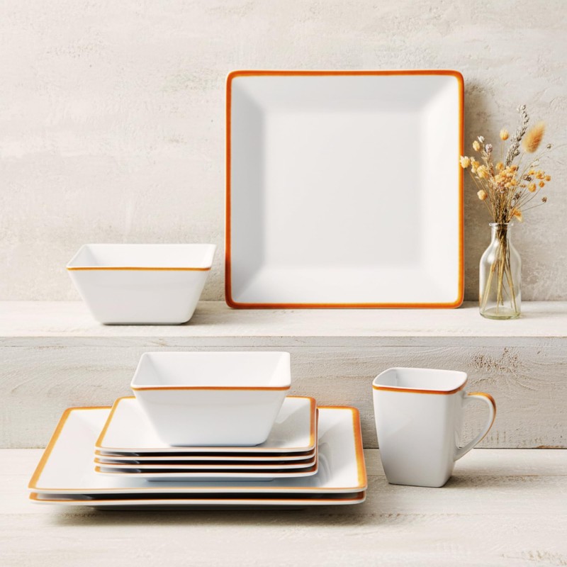 TP 12-Piece Melamine Dinnerware Sets, Plates and Bowls Dishes Set