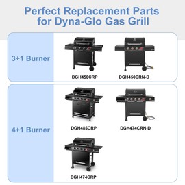 Criditpid Grill Replacement Parts for Dyna-Glo DGH450CRP, Stainless Steel Heat Shield, Burner Tubes for Dyna-Glo 4 Burner Grill, 4 Pack.