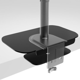 PUTORSEN Monitor Mount Reinforcement Plate for Thin Glass and Other Table Tops, Large Mounting Plates, Steel Bracket Plate Fits Most Clamp and Grommet Bases, Black