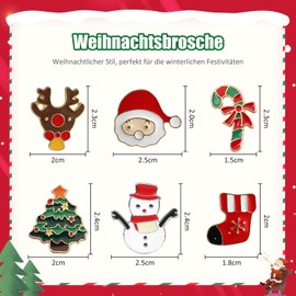 Pack of 6 Christmas Series Pin Brooches Metal, Cartoon Cute Brooch Clothing Bag Jacket Jewellery DIY Accessories Santa, Snowman, Reindeer, Tree, Christmas Boots, Stick for Women Children, /, /