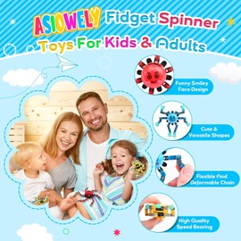 ASIOWELY Transformable Fidget Spinner Toys for Kids & Adults,10 PCS Fidget Toys for Teens Anxiety,Sensory Toys for Autism ADHD Stress Relief,Christmas Stocking Stuffers Gifts for Boys Girl Travel Toys