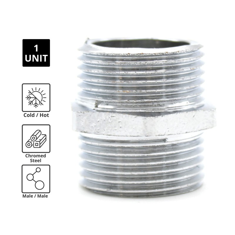 DOJA Barcelona | Double Nipple Chrome-Plated | Connector Male Thread