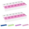 2 x Wellgro® pill box for 7 days – 2 compartments per day, 18.5 x 9.5 x 3.5 cm (L x W x H) – choice of colours