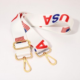 vokone 4th of July Purse Strap Replacement Crossbody Bag Strap Independence Day Straps Adjustable Shoulder Strap for Bags(White-USA Flag)