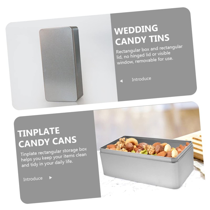 WOONEKY Rectangular Tin Box with Lid Versatile Tinplate Storage for