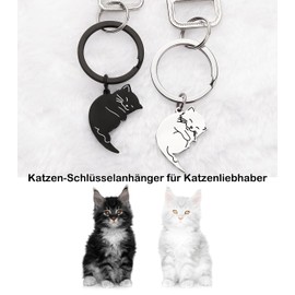 CheersLife Keyring Partner Keyring Couples Keyring I Love You Couple Key Ring Cat Puzzle Couple Friendship Keyring for Friend Him BFF, Black & White