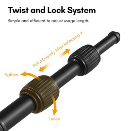 Andoer Handheld Microphone Boom Arm 4-Section Extendable Aluminum Alloy Boom Pole 1/4 Inch Screw & Thread with Foam Grip Twist Locks 45cm-155cm/18in-61in Adjustable Length 2kg Load Capacity