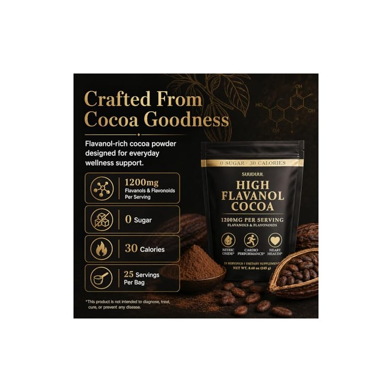 High Flavanol Cocoa Powder 245g, 1200mg Cocoa Flavanols & Flavonoids