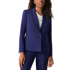 Kasper Women's Petite Stretch One Button Blazer, Navy