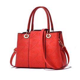 NICOLE & DORIS Women's Handbags Fashion Top Handle Bag PU Leather New Shoulder Bag Cross Body Bags Ladies Work Tote Bag Medium Size Messenger Bag with Print Red