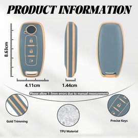 TOOMUME Car Key Cover TPU, Car Key Case Fit for Nissan Qashqai J12 Juke F16 X-Trail T33 Airya B6 B8 B9 Micra Altima Teana Murano Kicks, Protective Key Fob Cover Key Fob Case - Horn