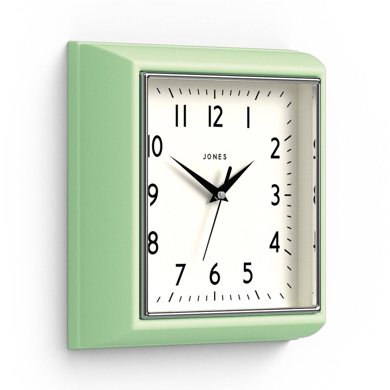 JONES CLOCKS® Mustard Wall Clock | Square Retro Clock |