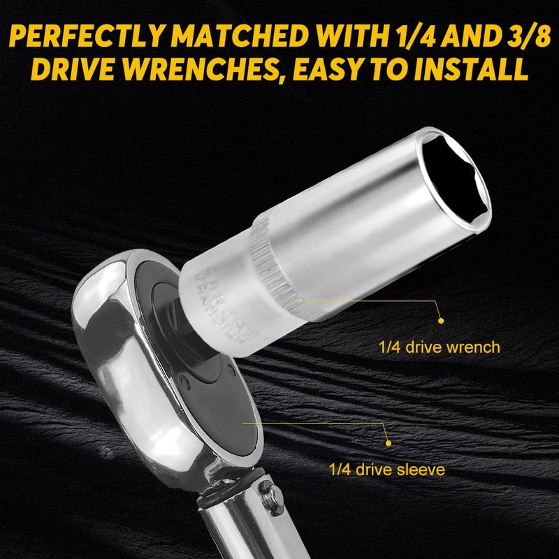 Riisoyu 11-Piece Socket Spanner Set, 1/4 Inch Hexagonal Socket Set,