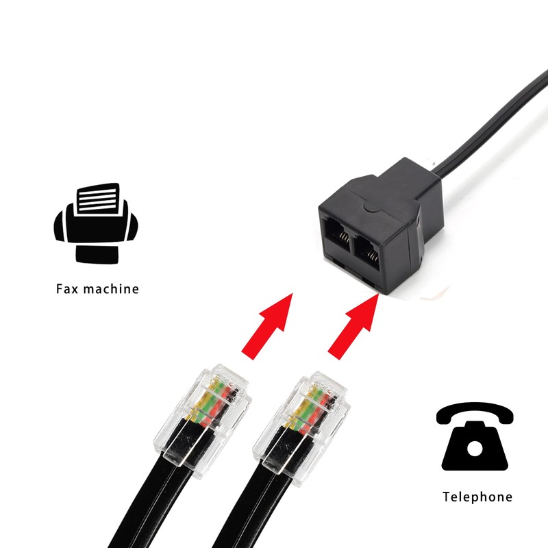 Phone Line Splitter,Telephone Splitter,with RJ11 6P4C Plugs,Suitable for Telephone,Fax Machine