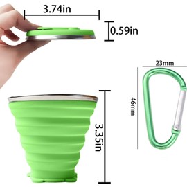 Pack of 2 Foldable Travel Mugs, Foldable Coffee Cups with Lid, 320 ml, BPA-Free, Retractable Suitable for Picnic, Camping, Outdoor, Hiking, Travel (Green + Grey)