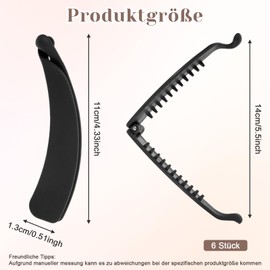 Pack of 6 Banana Clips, Banana Hair Clip, Banana Hair Clip, Clip for Thin Hair and Thick Hair, 11 cm / 4.33 Inch, Non-Slip Hair Clip for Women Everyday and Party (6 Colours)