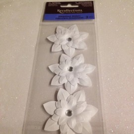 Recollection 3D RECOLLECTIONS FLOWERS WHITE LAYERED FLOWERS THICK 3D 3 PIECES WHITE FLOWERS