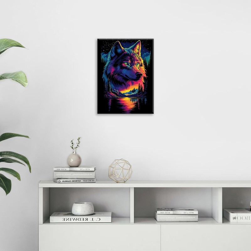 Wolf Canvas Wall Decor Wildlife Framed Art Prints for Man