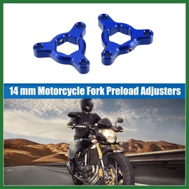 Motoforti 14mm Blue Aluminum Alloy Racing Motorcycle Rider CNC Fork Preload Adjusters for Most Motorcycle - Pack of 2 Long-lasting