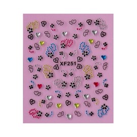 Generic Cupid's Love Arrow Sweet Heart Stars Colorful Rhinestone 3D Nail Stickers Xf251 Nail Wraps Stickers Manicure Supplies for Women Nails Full Long Lasting Easy Apply and Remove