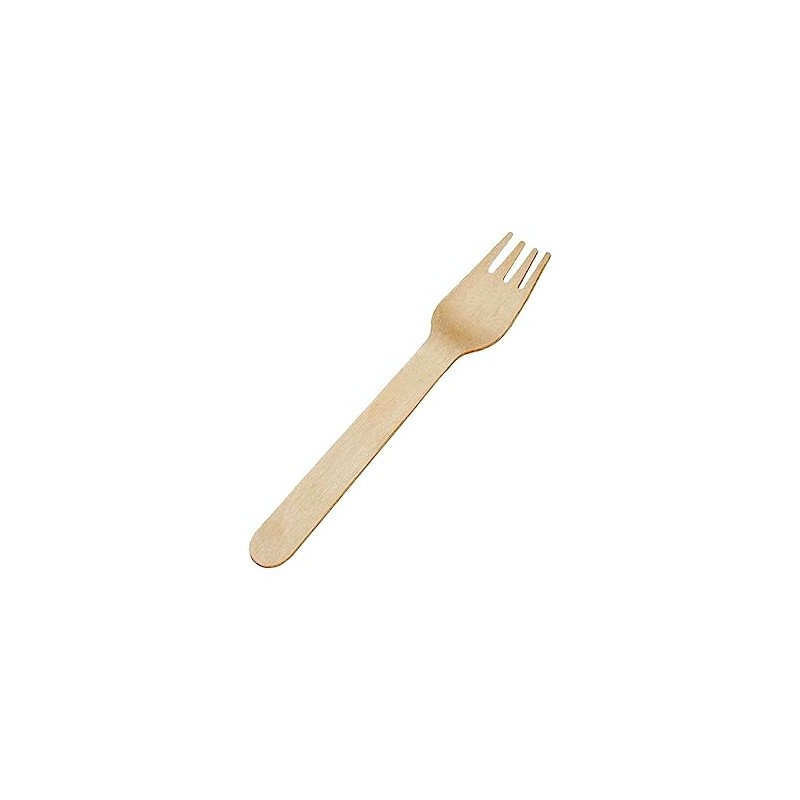 100 Disposable Birch Wood Forks 6.5" - Eco-Friendly, Strong, Non-Toxic