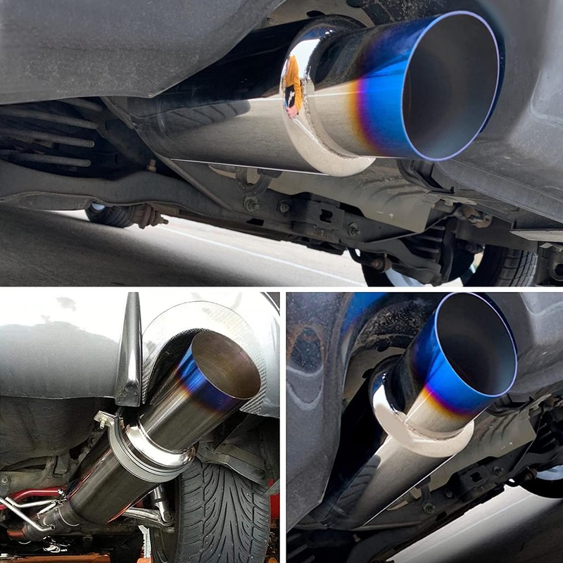 EVIL ENERGY Exhaust Muffler,Stainless Steel Exhaust Tip,Universal 18.5" Length (Burnt,3"