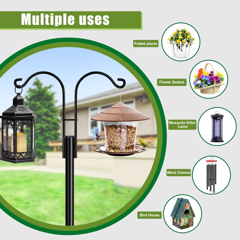 XDW-GIFTS Double Shepherds Hooks for Outdoor, 2-Pack Heavy Duty Garden