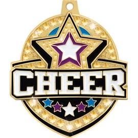 Crown Awards 2 1/4" Royal Cheer Medals, Gold Cheer Medal with Free Neck Ribbon Prime