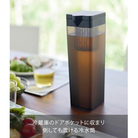 Yamazaki Industrial 1750 Cold-water Bottle with Tea Bag Holder, Black, W 3.3 x D 3.9 x H 10.7 inches (8.5 x 10 x 27.2 cm), Tower 1.2 L; Dishwasher Safe, Barley Tea Pot