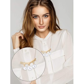 Quesuc 3 Pieces Sweater Shawl Clips Dresses Cardigan Collar Brooch Clip Vintage Shirts Clips for Women Girls