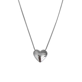 Big Metal Heart Pendant Necklace, Love Sweater Chain Necklace for Women Perfect Birthday Christmas Mother's Day Gifts (Silver)