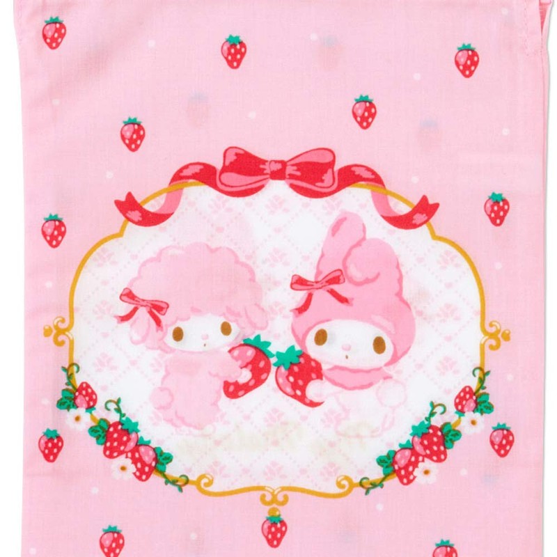 My Melody 733938 Drawstring Bag with Gusset, Size S, Strawberry
